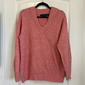 French Connection oversized soft v-neck pink peach sweater women's S